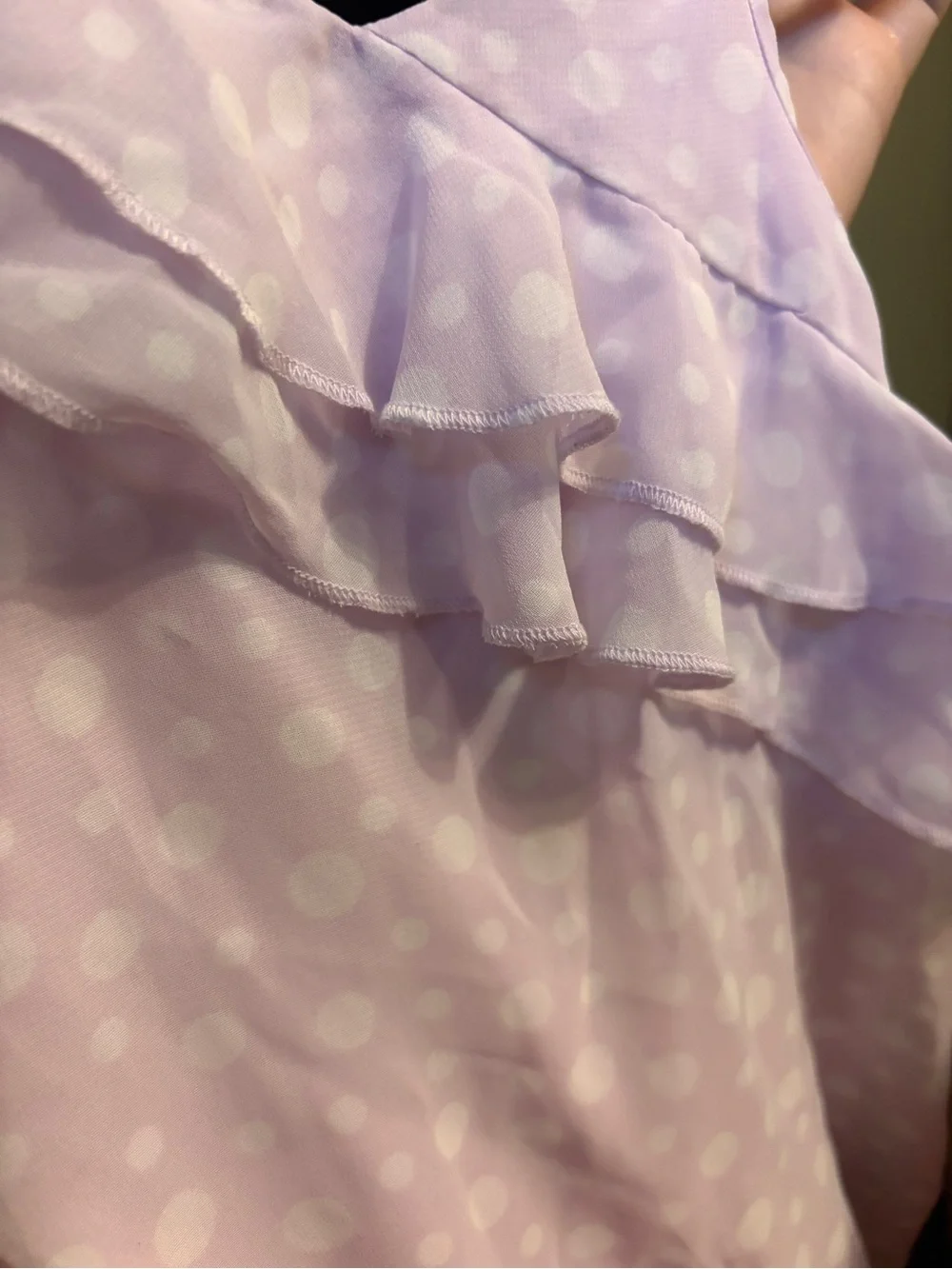 Cherokee Girls Lavender Polka Dot Ruffle Chiffon Dress Size 18 Months